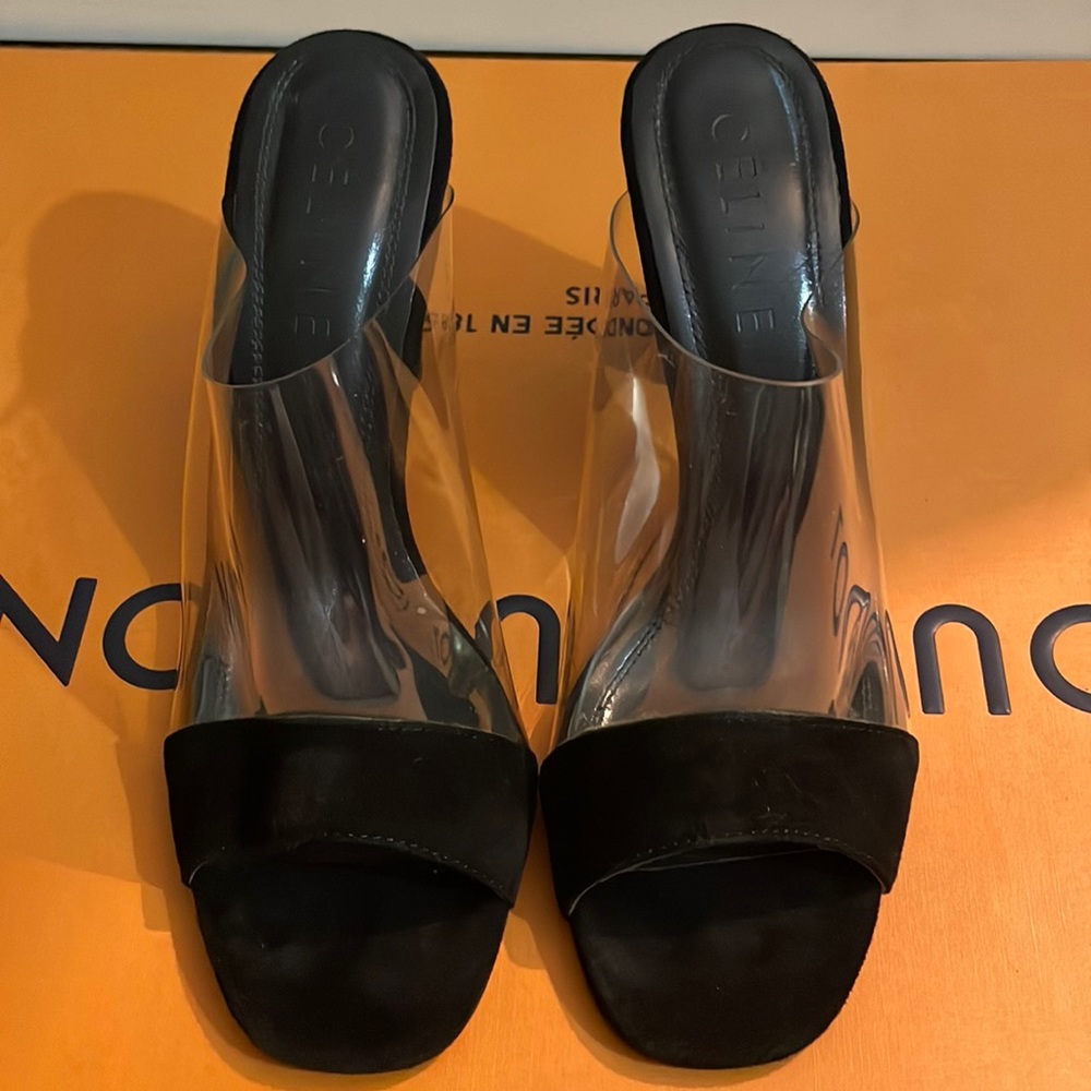 Celine Vinyl Suede Mules